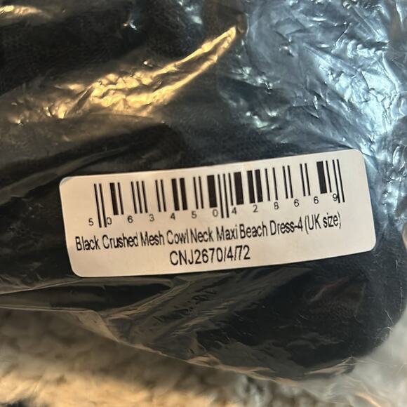 PrettyLittleThing Black Mesh Cowl Neck Maxi Dress Size US 0 NWT – Beach Cover-Up - Picture 3 of 6